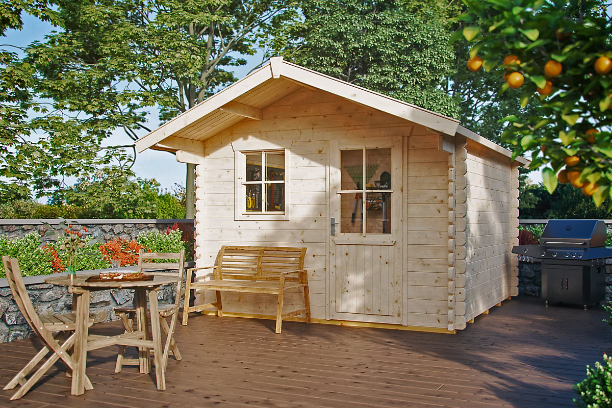 Abri de jardin SKAN HOLZ Narvik 300 × 250cm – 45mm, non traité