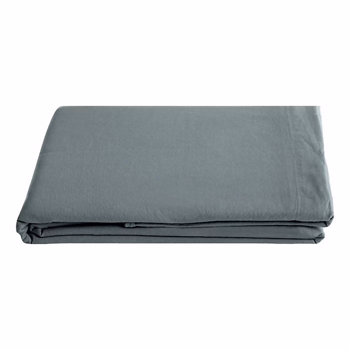 Drap plat Palace pur coton teint lavé – 63 fils/cm² Vent du sud, 270 × 290, Palace Lichen