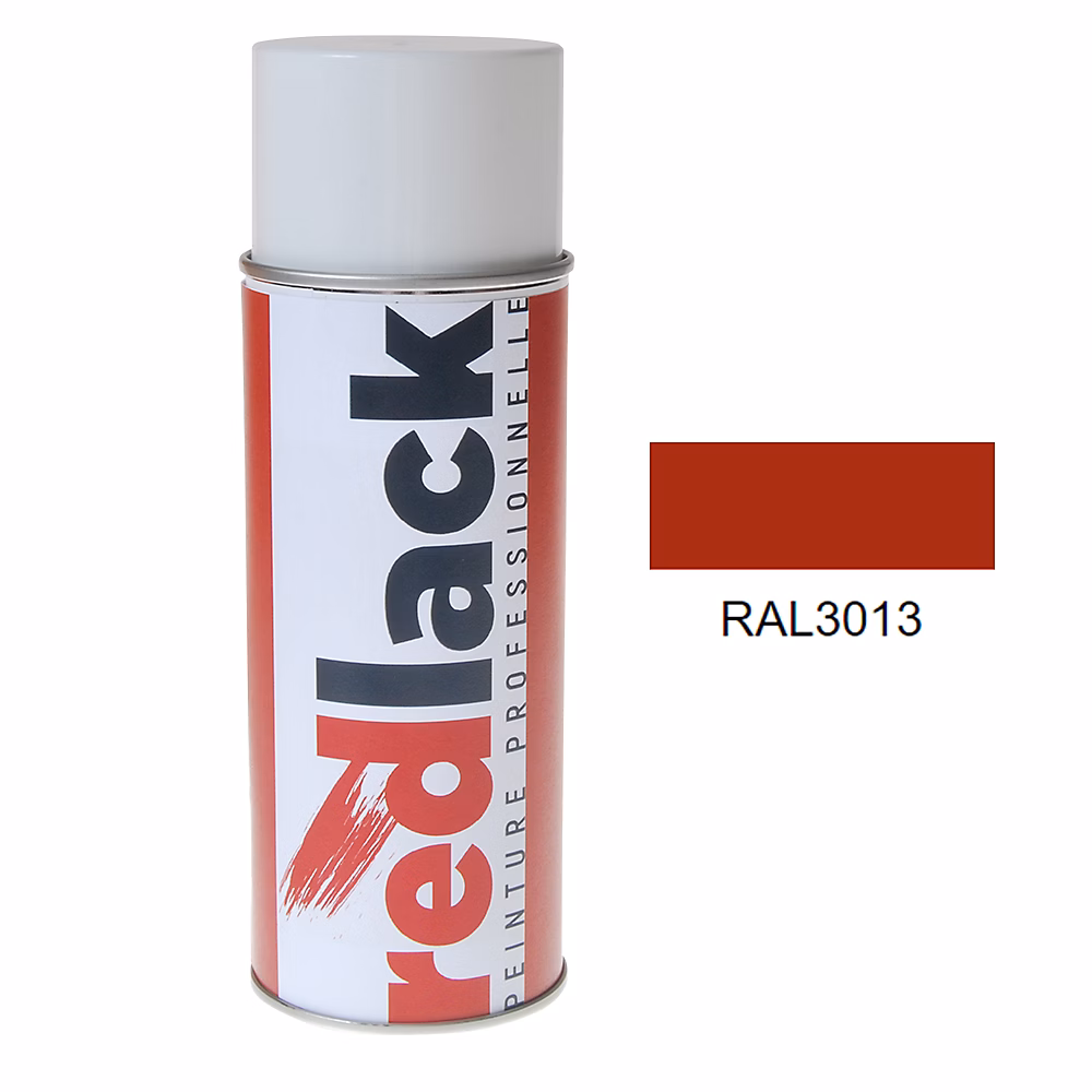 Bombe de peinture Aérosol – spray, 400ml, RAL 3013 Rouge tomate, Brillant, multisupport, Redlack, RAL3013