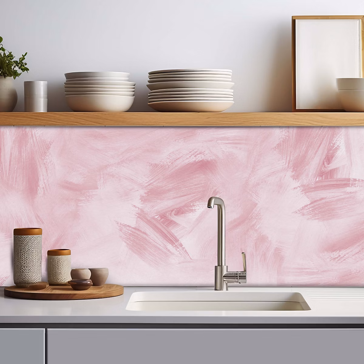 Crédence adhésive effet brush rose 40 × 300cm