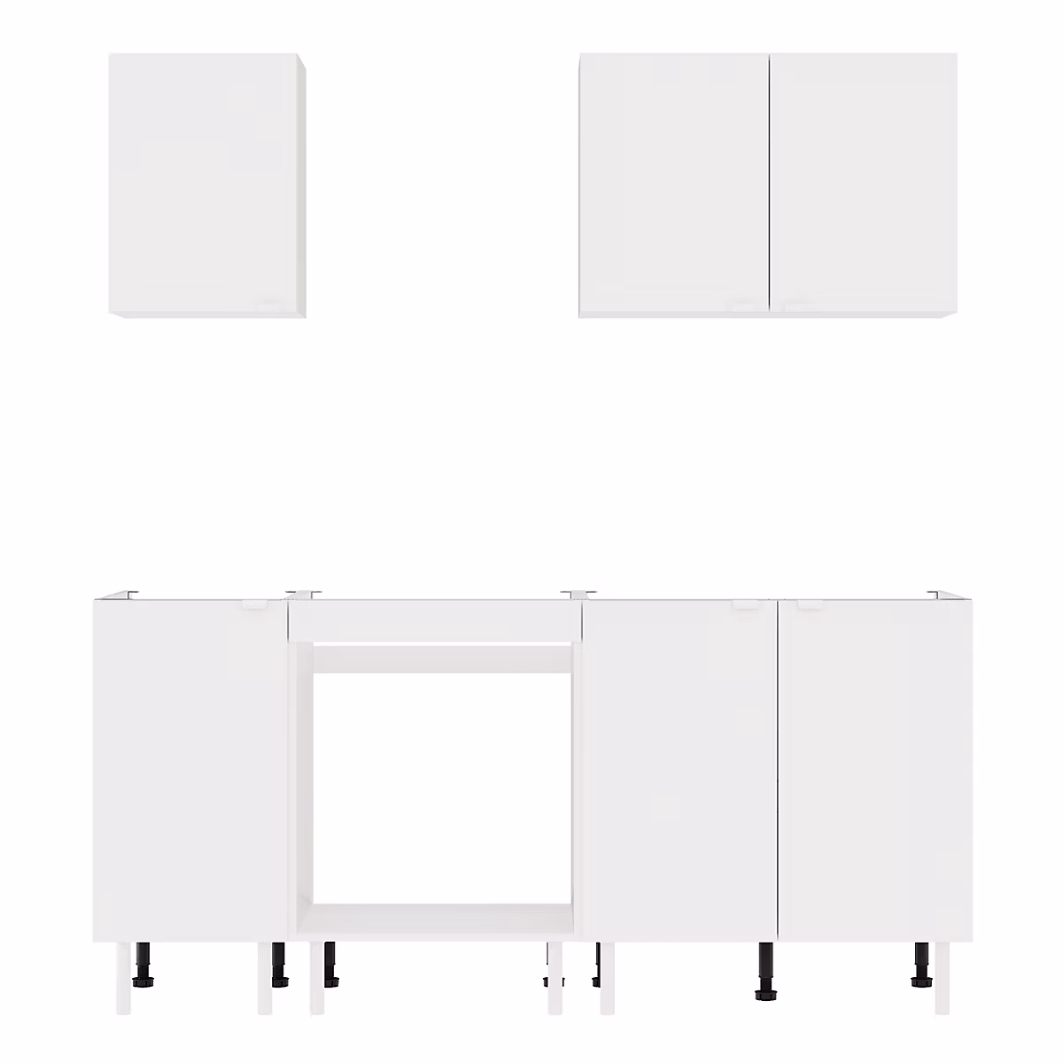 Cuisine complète Izee blanc 2 meubles hauts + 3 bas 6 portes sans électroménager 180 cm | Cuisine