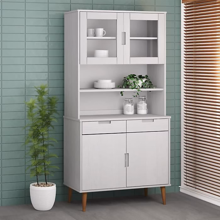 350550 vidaXL Dessus de buffet MOLDE Blanc 90 × 35 × 100 cm Bois massif de pin