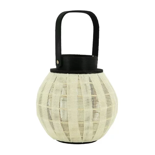 Lanterne ronde en bois coloris blancoir petit modèle - Ø 20 x H 22/34 cm