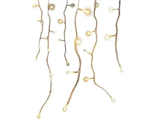 Stalactite lumineuse classique connectable x3 à 160 LED blanc chaud sur câble blanc - 8 x 0,50 m
