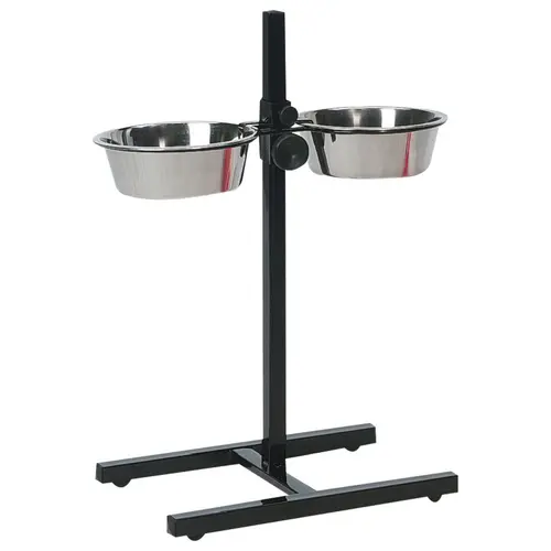 Support porte gamelles pour chien coloris noir et argent en H double Flamingo Otis - Taille M 2 x 2,5 L