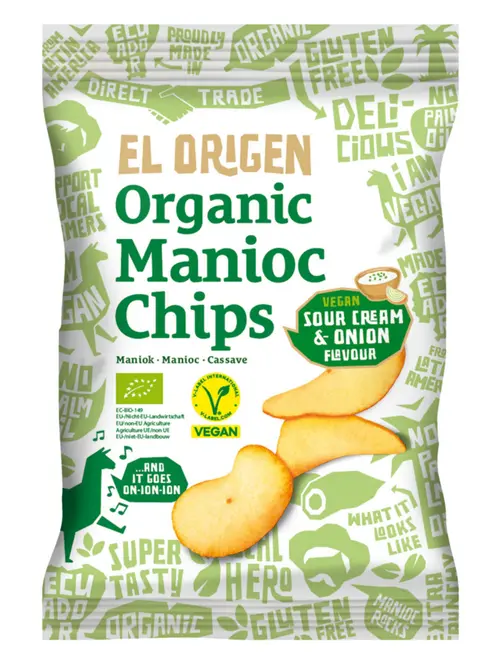 Chips manioc aux oignons bio El Origen - 80 g
