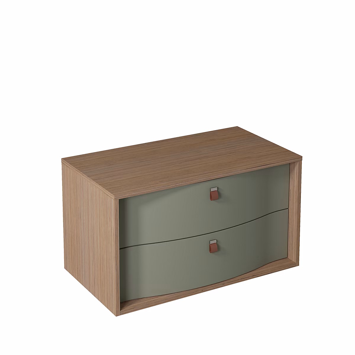 Meuble sous vasque suspendu l.90 x H.50 x P.50 cm – vert fougère mat, 2 tiroirs, Decotec Havana