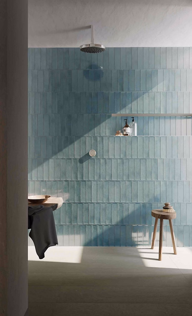 Carrelage Effet Zellige Bleu NARA Mar Mate 7 – 5 × 30cm, Les Carreaux de Jean