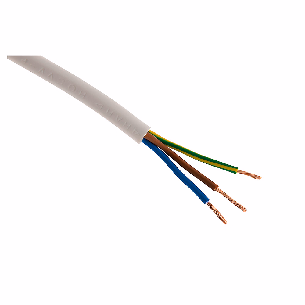 Câble électrique H05VV – F 3G1, 5mm² blanc, 25m, Zenitech