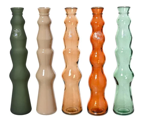 Vase en verre recyclé coloré - Ø 7 x H 32 cm