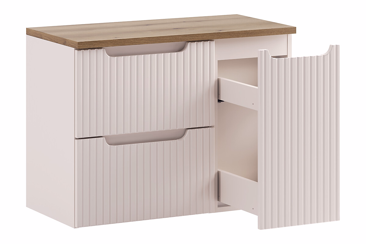 Ensemble meuble suspendu sous vasque 50 cm et cargo 30 cm NOVA cachemire avec plan chêne – Réf. IWCAIUEZM8364489837
