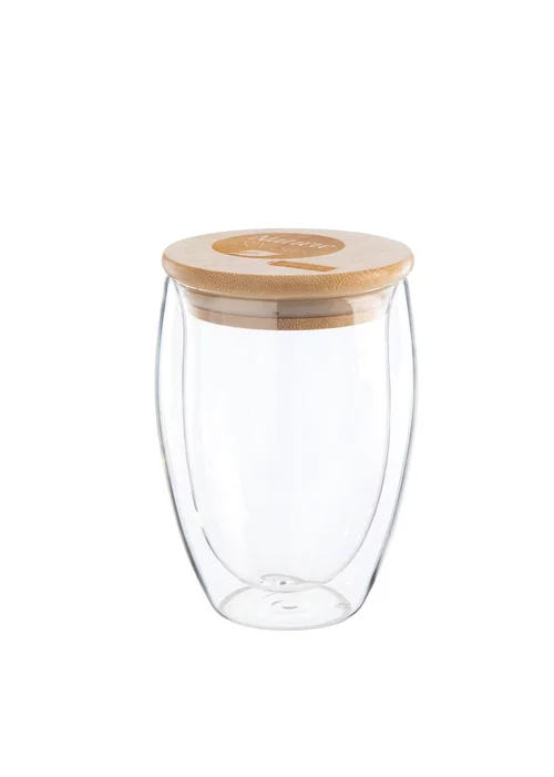 Mug en verre et couvercle bambou Nature & Vous - 350 ml
