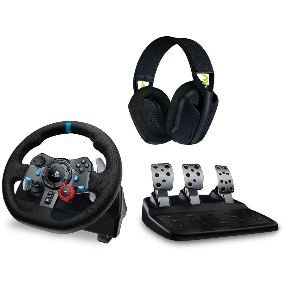 Logitech Volant + pédalier volant g29 + casque g435 noir
