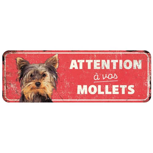 Panneau d'avertissement terrier coloris rouge en métal galvanisé D&D Home - 40 x 13 x 0,3 cm