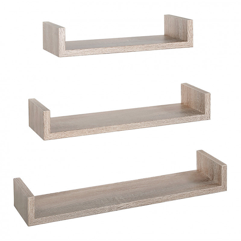 Ensemble de 3 étagères murales design en chêne Sagerau – 60 × 8 cm x 15,5 cm, 50 × 8 cm x 15,5 cm et 40 × 8 cm x 15,5 cm