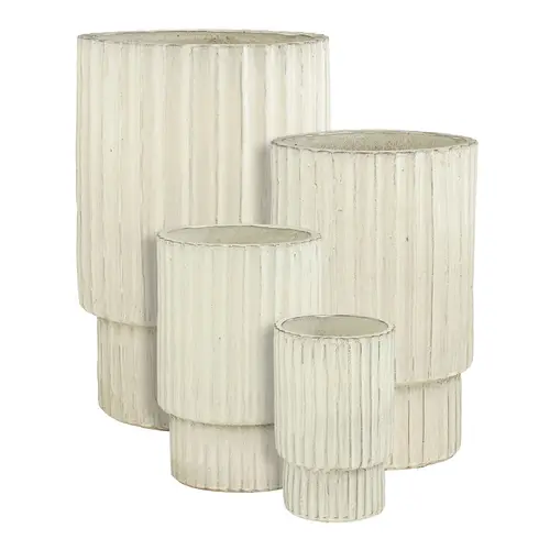 Pot haut Sorrento coloris beige en céramique - 35 x Ø 23 cm