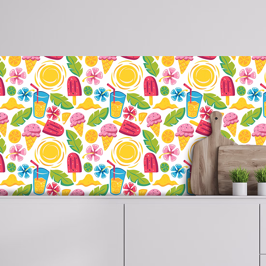 Crédence adhésive ice cream summer 60 × 400cm