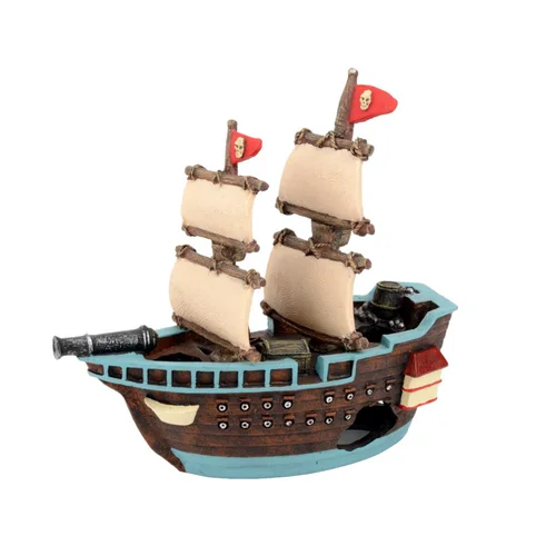 Décoration pour aquarium coloris multicolore Bateau à Voile Pirates Aquatlantis - 18 x 7,5 x 17,5 cm
