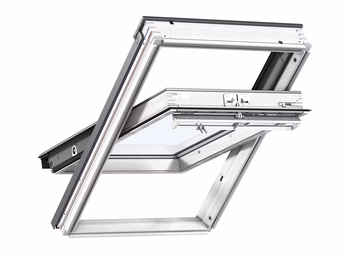 Fenêtre de toit à rotation VELUX Triple vitrage – Whitefinish (bois peint en blanc) L. 114 x H. 118 cm (GGL 2062 SK06)