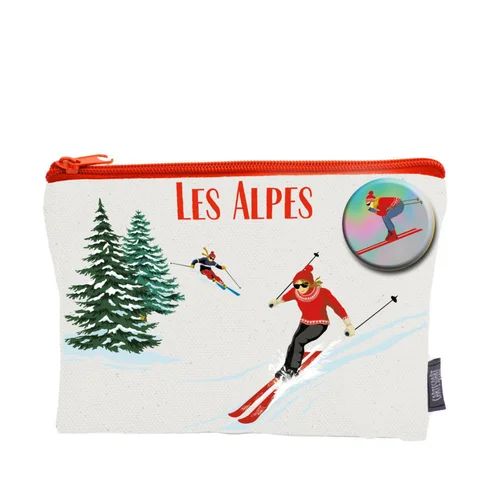 Trousse en coton coloris multicolore Cartes d'Art les Alpes - 20 x 15 cm