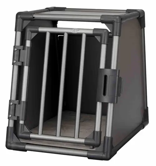 Box de transport pour chien en aluminium coloris gris graphite Trixie - 48 x 56 x 61 cm