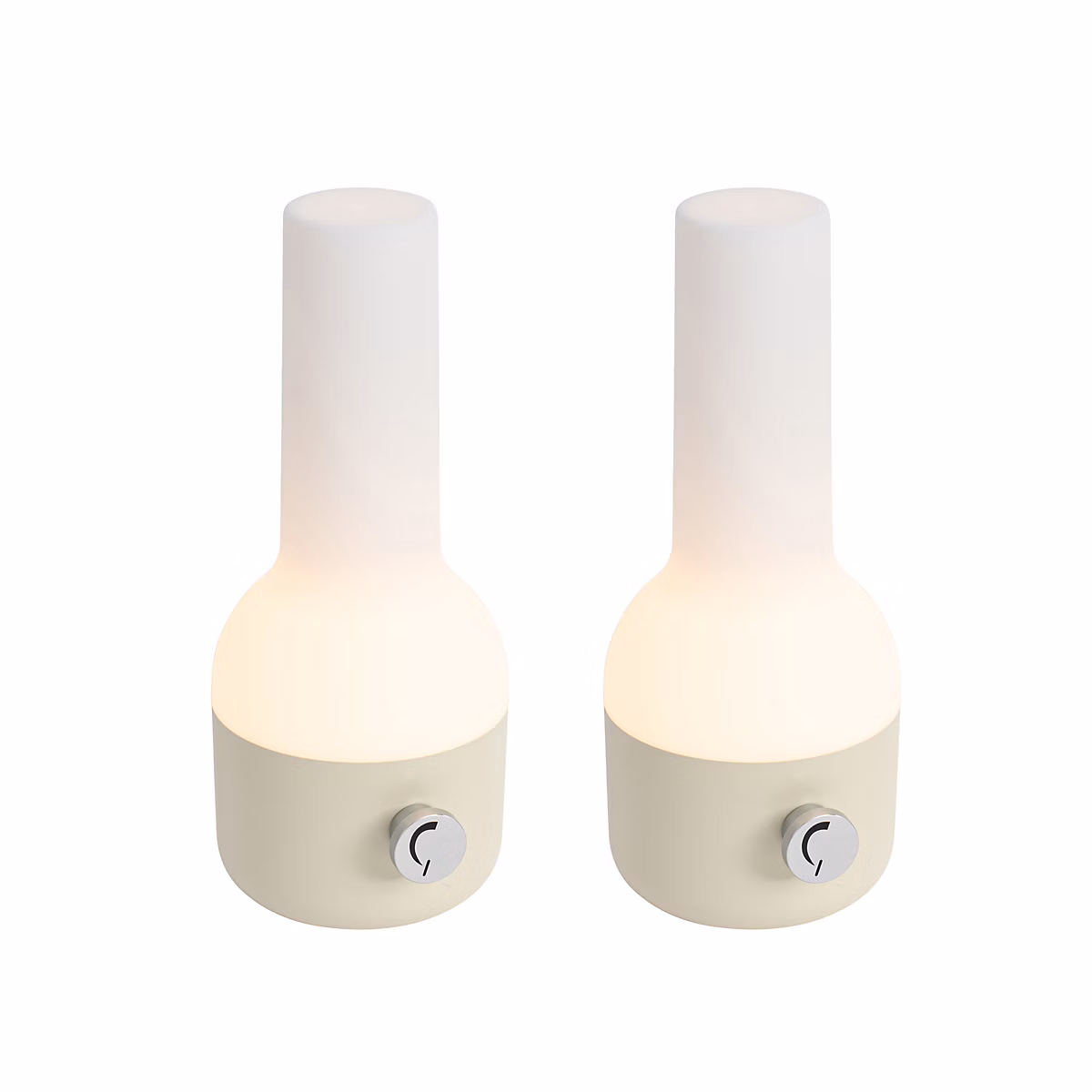 Ensemble de 2 lampes de table d'extérieur beige avec blanc avec LED rechargeable – Haard