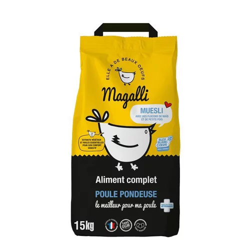 Aliment complet pour poule pondeuse en sac jaune de 15 kg