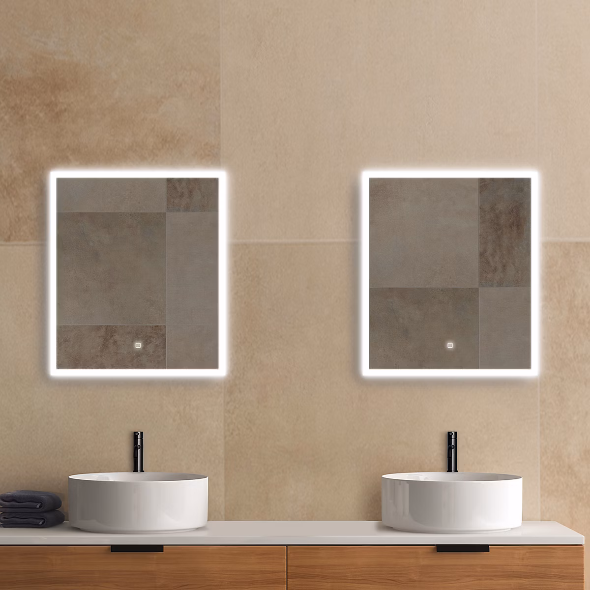 Miroir de salle de bains lumineux LED rectangulaire l. 60 x H. 70 cm MPGlass Bishop 2 | Miroir de salle de bains