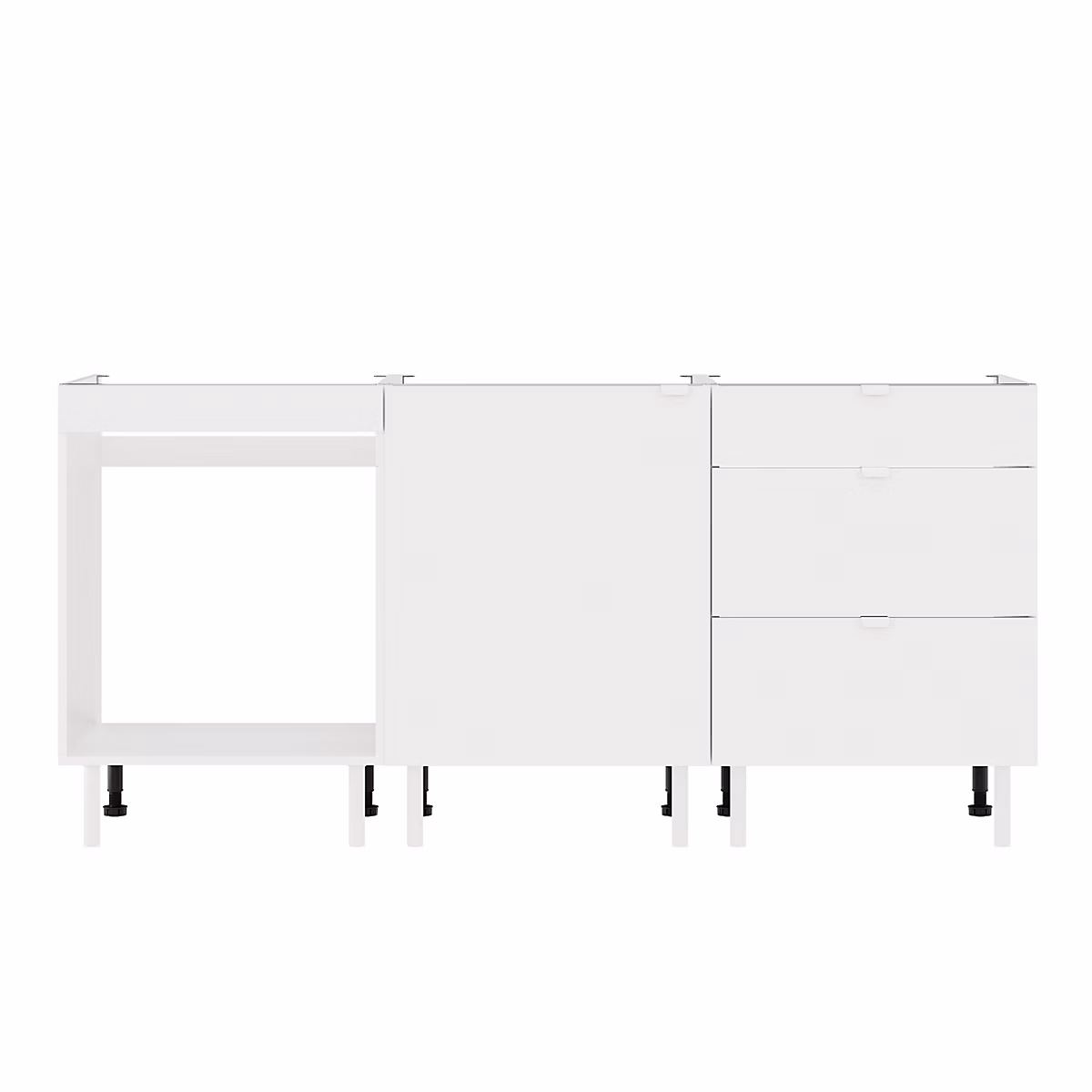 Cuisine complète 3 meubles bas 1 porte 3 tiroirs Izee blanc sans électroménager 180 cm – Réf. OHDKJKVPN8054415263