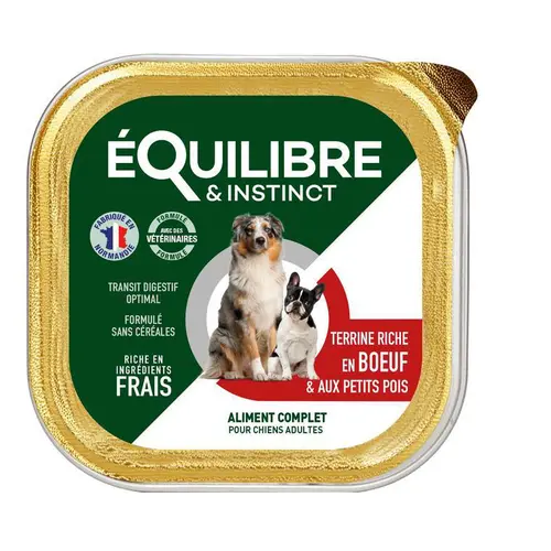 Pâtée pour chien bœuf pois en barquette de 300 g