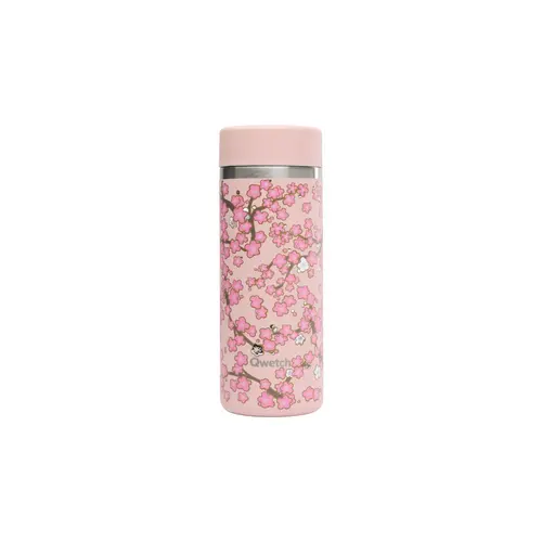Théière isotherme en inox à motifs fleurs rose pastel Qwetch - 400 ml