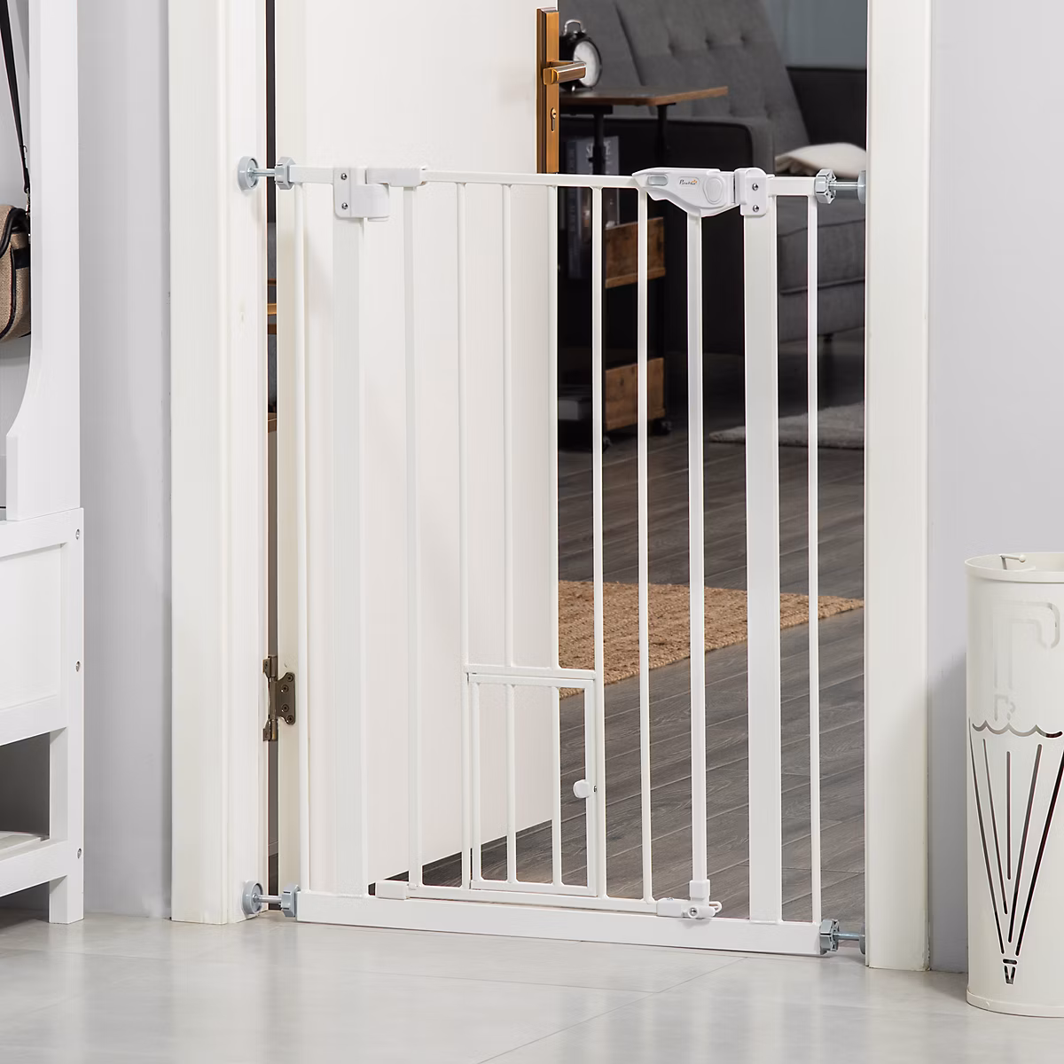 Barrière de sécurité extensible 74-80 cm blanche avec fermeture automatique – Réf. KYBKAGQNQ9919303009