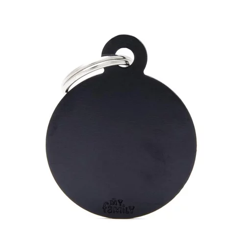Médaille basic grand cercle pour chien en aluminium noir