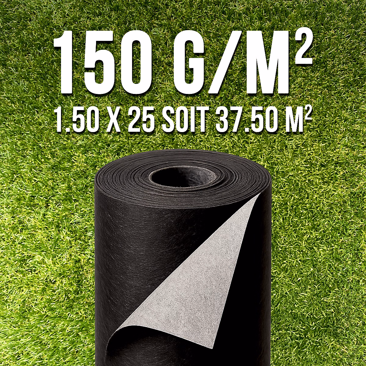 Géotextile 150 g/m² haute densité – rouleau 1, 5 × 25 m soit 37, 5 m², anti, herbes, MGS