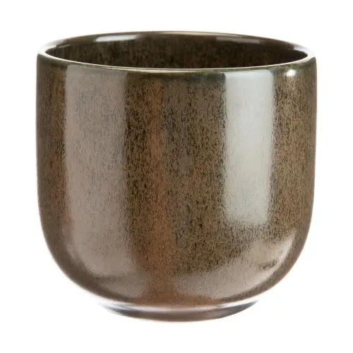 Cache-pot en céramique marron Basalt - Ø 12,5 x H 9 cm