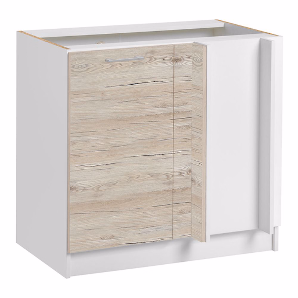 Cuisineandcie – Meuble d'angle bas Eco Noyer blanchi 1 porte, L 105 cm