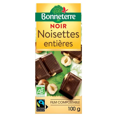 Chocolat noir noisettes entières 100 g BONNETERRE